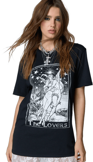 Nasty Gal Women's Oversized The Lovers Graphic T-Shirt