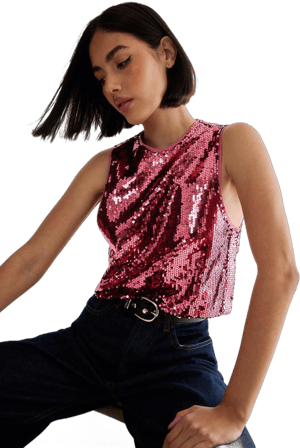 Nasty Gal Women's Sequin Scooped Neck Cropped Top