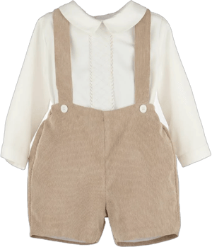 Luli & Me Boys Winterberry Cord Suspender Short Set