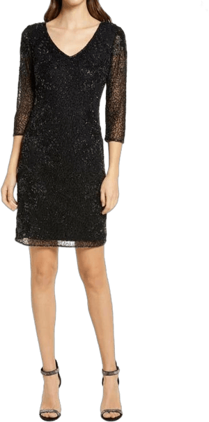 Pisarro Nights Beaded V-Neck Cocktail Dress