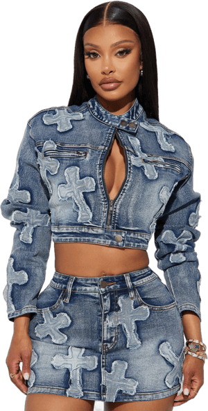 Fashion Nova Women's Cross Your Mind Denim Jacket