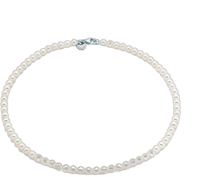 Ziegfeld Collection Pearl Necklace with Silver Clasp