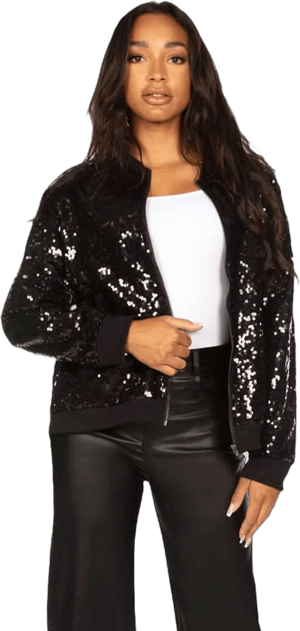 Tipsy Elves Women's Sequin Disc Bomber Jacket