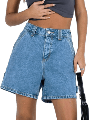 Kedera Women's High-Waisted Boxy Denim Shorts with Pockets