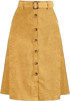 Allegra K Women's High Waist Corduroy Midi Skirt