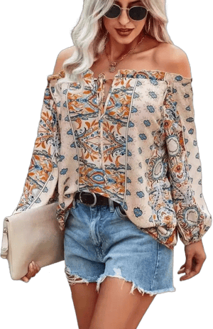 Women's Off Shoulder Floral Blouse