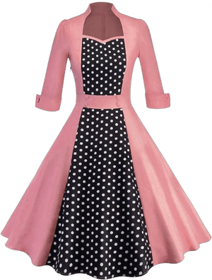 Retro Stage 1950s Polka Dot Patchwork Dress