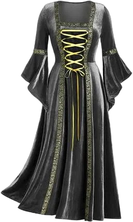 Women's Renaissance Medieval Velvet Flare Sleeve Dress