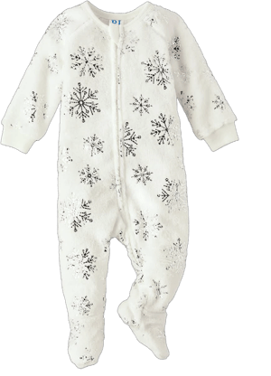 The Children's Place Baby And Toddler Girls Foil Snowflake Fleece Footed One Piece Pajamas