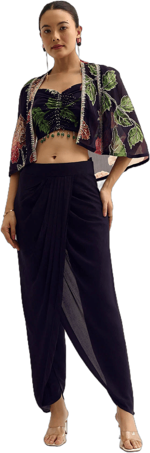 KALKIFashion Floral Crop Top and Dhoti Set