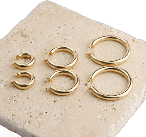 14k Gold Plated Chunky Hoop Earrings