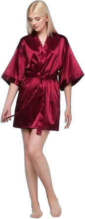 Turquaz Women's Linen Satin Kimono Short Robe