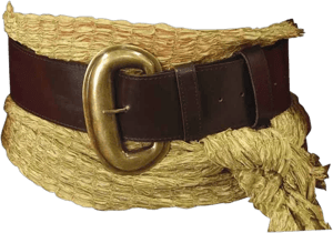 Wide Leather Pirate Belt with Brass Buckle