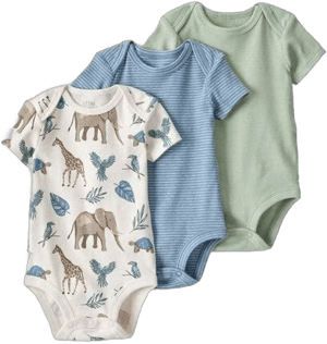 Little Planet Baby 3-Pack Organic Cotton Safari Print Bodysuits