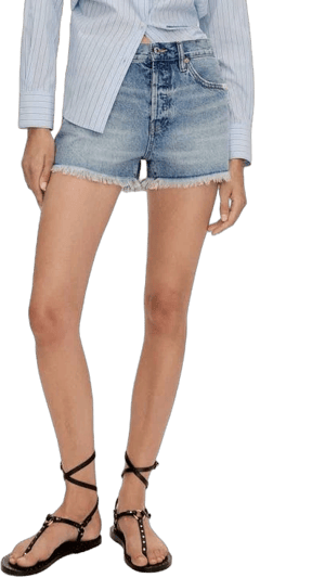 MANGO Women's Frayed High Waist Denim Shorts