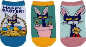 Pete the Cat Girls' Easter Lowcut Socks (3 Pair)