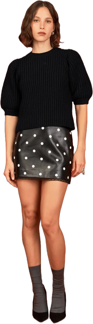 English Factory Women's Polka Dot Faux Leather Mini Skirt