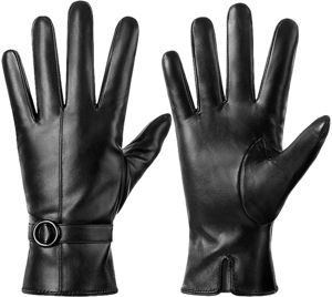 Women's Lambskin Leather Touchscreen Texting Gloves