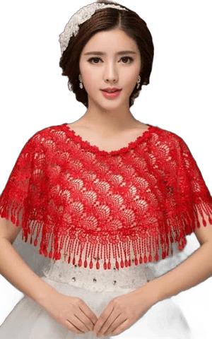 Red High-end Lace Word Collar Shoulder Cape Shawl