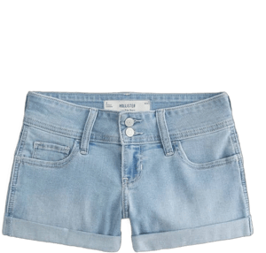 Women's Low-Rise Light Wash Denim Shortie Shorts