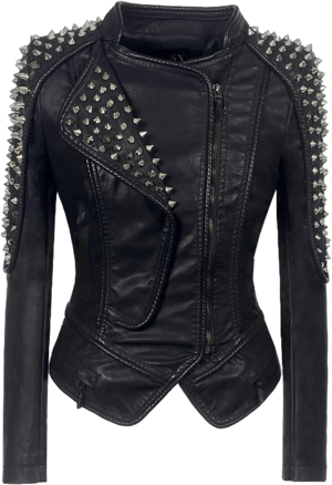 LFS Women's Punk Rivet Studded Faux Leather Motorcycle Jacket