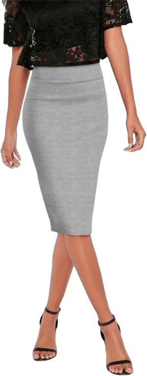 Hybrid & Company Women's Premium Nylon Ponte Stretch Office Pencil Skirt Below Knee