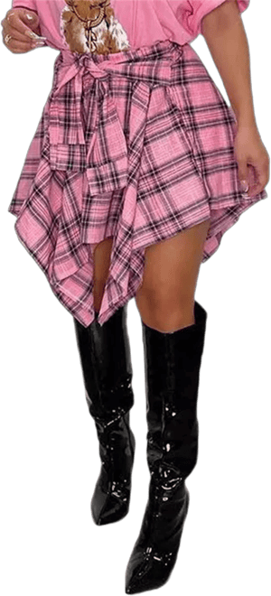 Women's High-Waisted Plaid Mini Skater Skirt