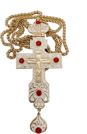 18K Gold Plated Pectoral Cross Necklace with Multi Zircons