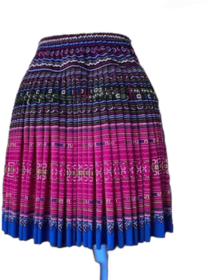 Handmade Hmong Pleated Skirt, Beach Skirt, Brocade Ethnic Hmong