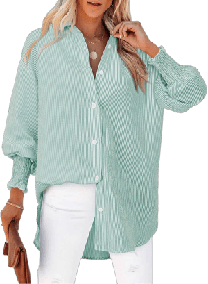 Women's Oversized Striped Button Down Shirt