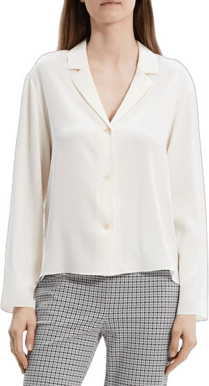 Theory Women's Lapel Collar Silk Blouse