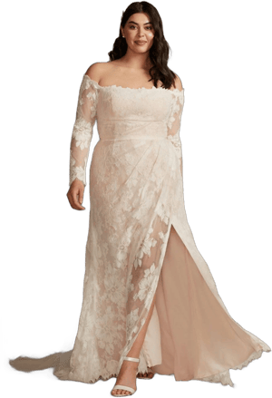 David's Bridal Melissa Sweet Floral Lace Long Sleeve Wedding Dress