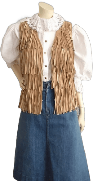 90s Boho Fringed Suede Vest