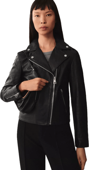 MANGO Women's Leather Biker Jacket