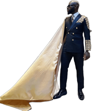 Men's Satin Suit with Long Cape