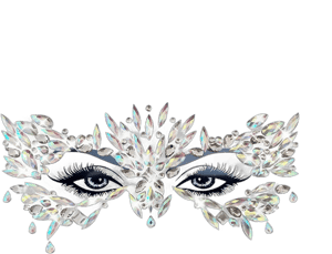 Neva Nude Chickadee Masquerade Clear Iridescent Crystal Jewel Face Sticker