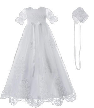 NIMBLE Baby Girls Baptism Delicate Embroideried Gown