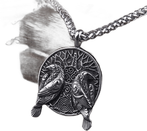 Odin's Ravens Silver Necklace