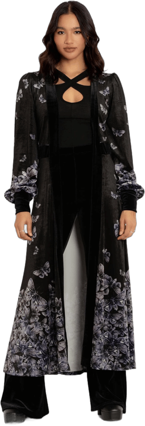 Death's Head Hawkmoth Velvet Maxi Jacket