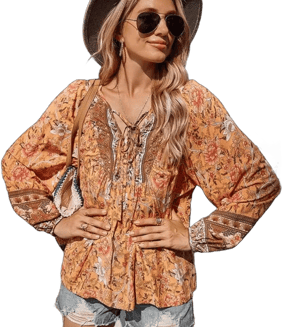 Women's Floral Print Long Sleeve Blouse