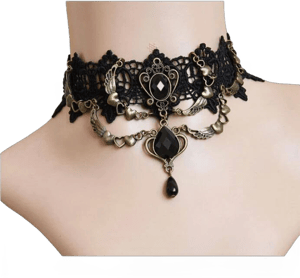 Victorian Lace Winged Hearts Choker