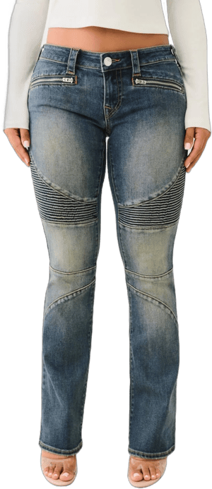 True Religion Women's Becca Moto Low Rise Bootcut Jeans