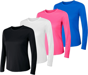 Hanes Women's Sport Cool Dri Performance Long Sleeve T-Shirt 4-Pack