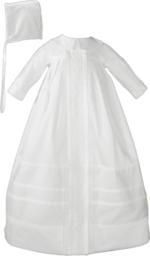 Baby Boys Little Things Mean a Lot Cotton Sateen Bishops Christening Baptism Gown and Bonnet