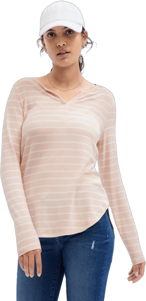 Gap Women's Long Sleeve Split Neck Top Shirt