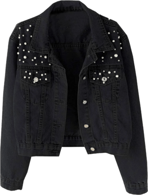 Kedera Women's Oversized Embroidered Pearl Beading Denim Jacket