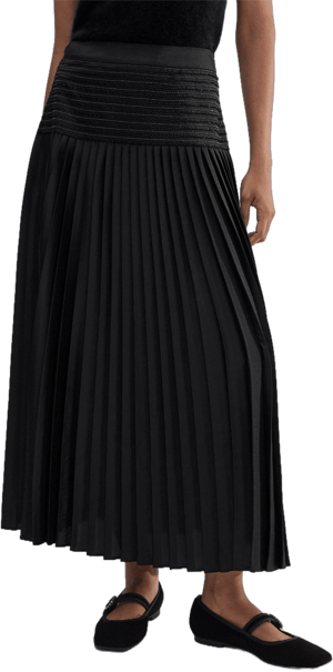 ME+EM Women's Pleated Satin Twill Evening Skirt