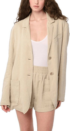 BLANKNYC Women's Linen Blend Oversize Blazer