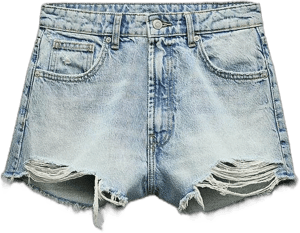 Zara Women's TRF High Waist Ripped Curved Denim Shorts