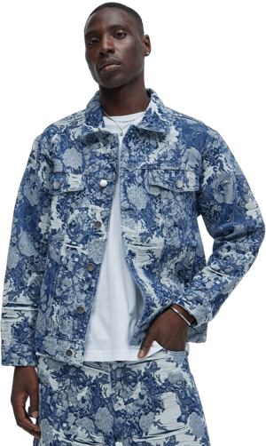 Fashion Nova Men's Inspired Denim Trucker Jacket